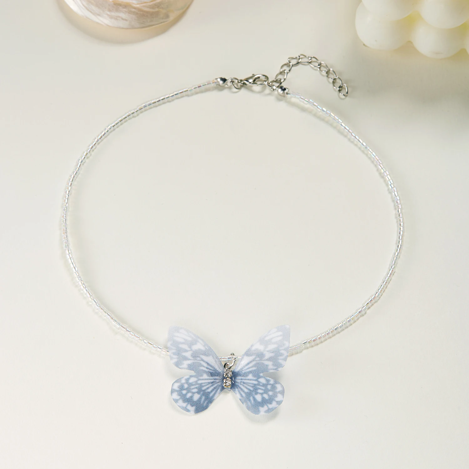 قلادة عنق فراشة أنيقة بسيطة للنساء ، حبات الأرز المصنوعة يدويًا ، مجوهرات حفلات للفتيات ، هدايا الموضة #5