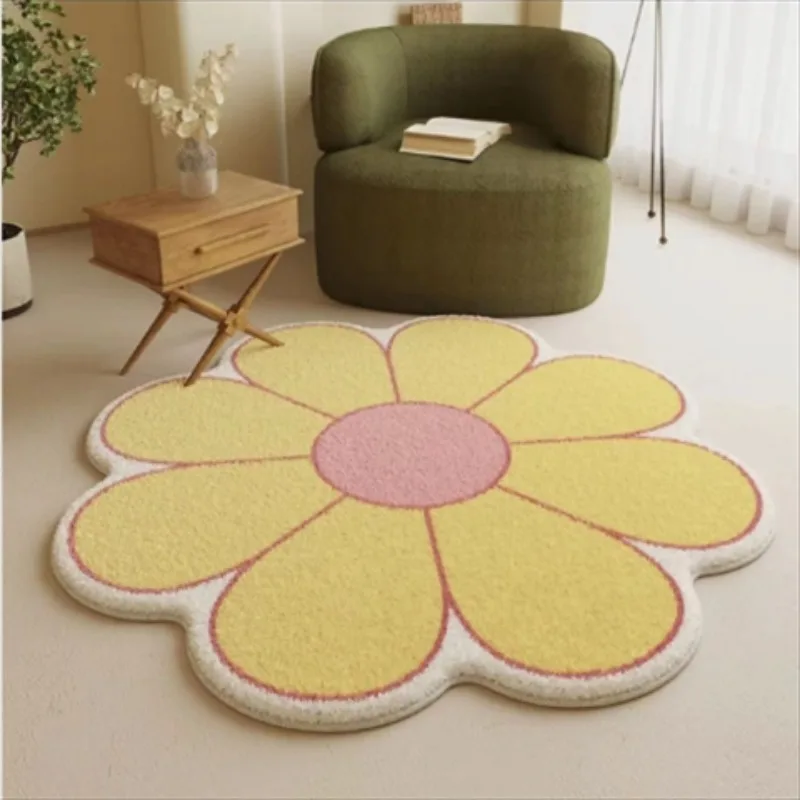 Round Ins Style Petal Light Luxury Living Room Carpets Thicken Creative Art Bedroom Rug Home Decora Sofa Coffee Table Mat Tapis