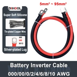 Juego de cables de batería de silicona suave ultragrueso 70 mm2 95 mm2 50 mm2 10AWG 0AWG 00AWG 000AWG Cable de conexión de cobre estañado para coche