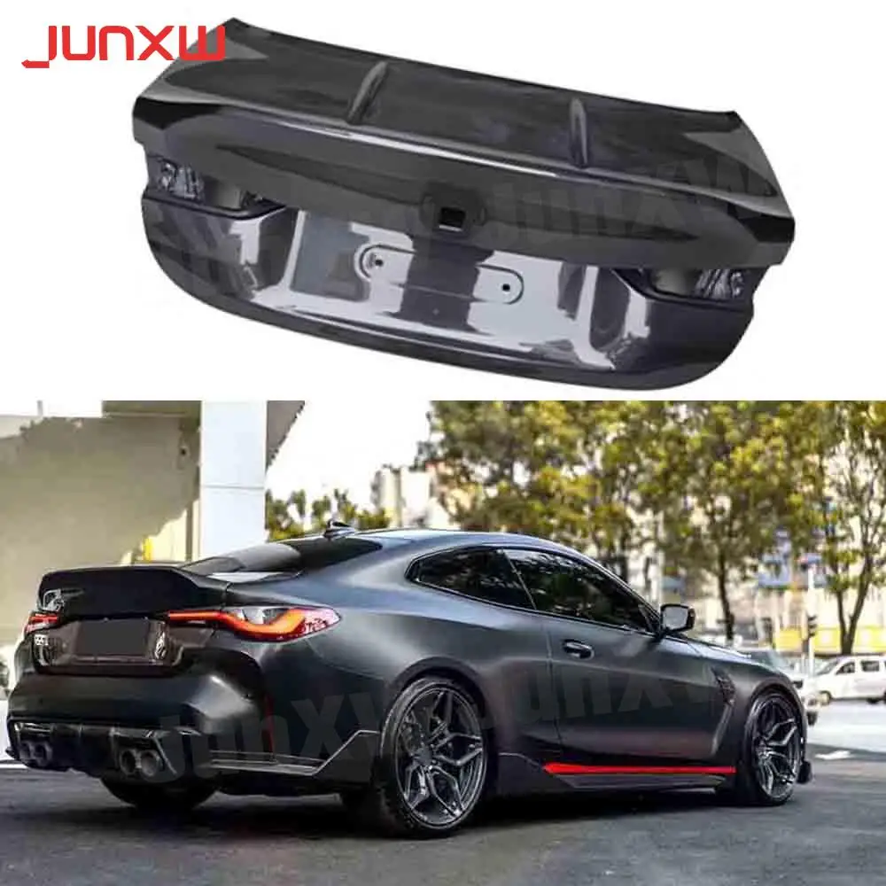 Carbon Fiber Car Rear Bumper Guard Tail Gate Trunk Lid Cover Decklid Panel FRP For BMW 4 series G82 M4 2 Door 2021+