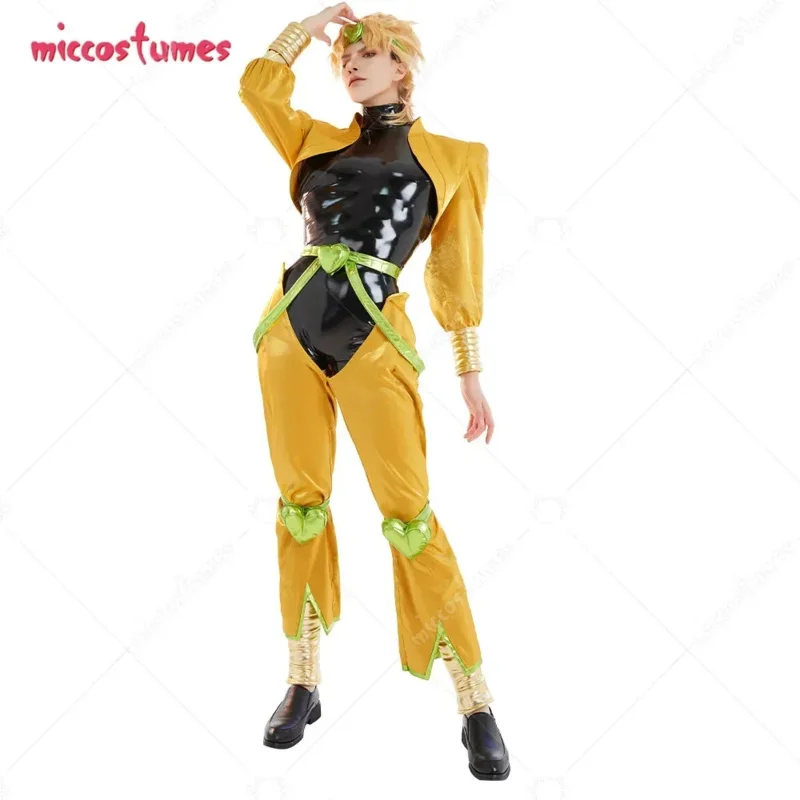 

Miccostumes Unisex Full Set Yellow and Black Cosplay Costume with Headdress and Bracers for Halloween Cosplay Costume