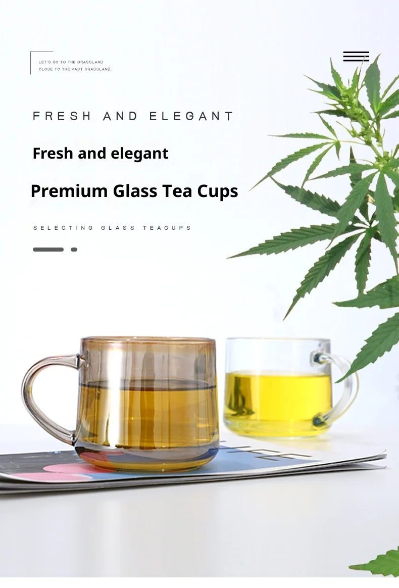 

Large Capacity Aesthetic Tea Colored Glass Cup for Women Juice Milk Breakfast Simple Lot