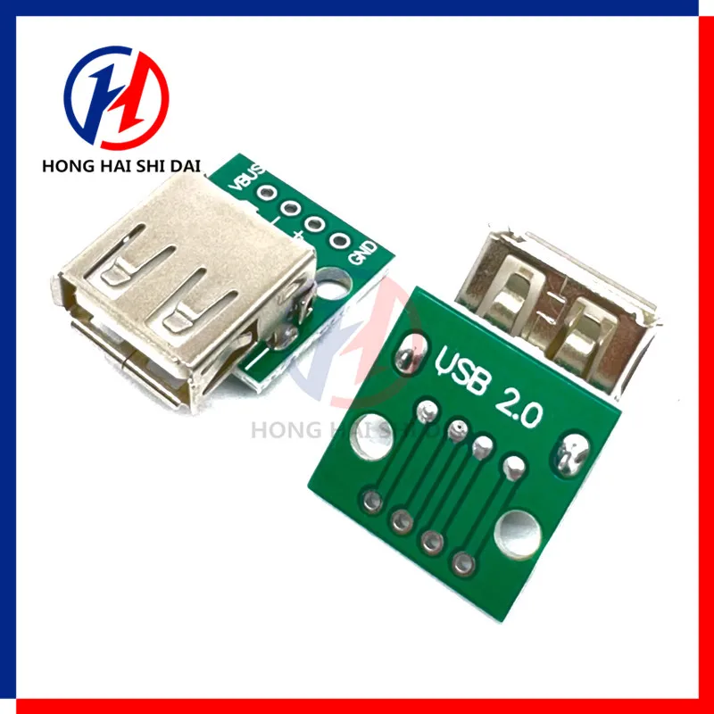 10PCS/Lot USB 2.0 Socket Type A Female USB To DIP 2.54MM PCB USB Breakout Board Pitch Adapter Converter Connector 4 Pin