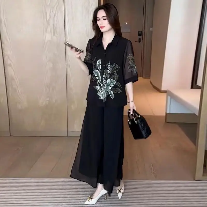 Mid-sleeve Sun-protective Chiffon Blouse for Women Thin Style New Summer Collection Petite Flattering Trendy Shirt