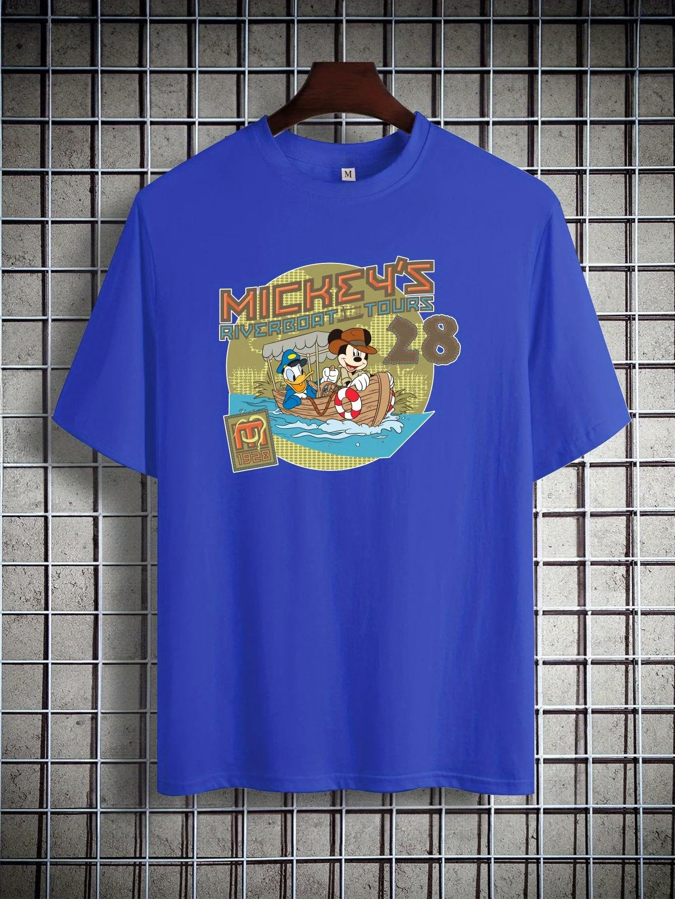 

Футболки Мужские Оригинальные с мультяшным Диснеем Mickeys Riverboat Tour-мягкая хлопковая Классическая эластичная футболка с круглым вырезом