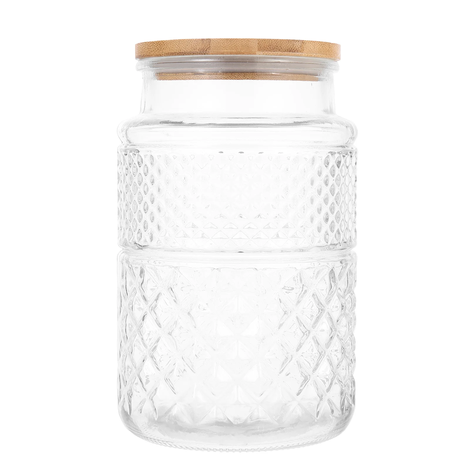 

Canister Glass Food Storage Jar Bamboo Lid For Tea Nuts Household Grain Canister Candy Flour Kitchen Cereals Container