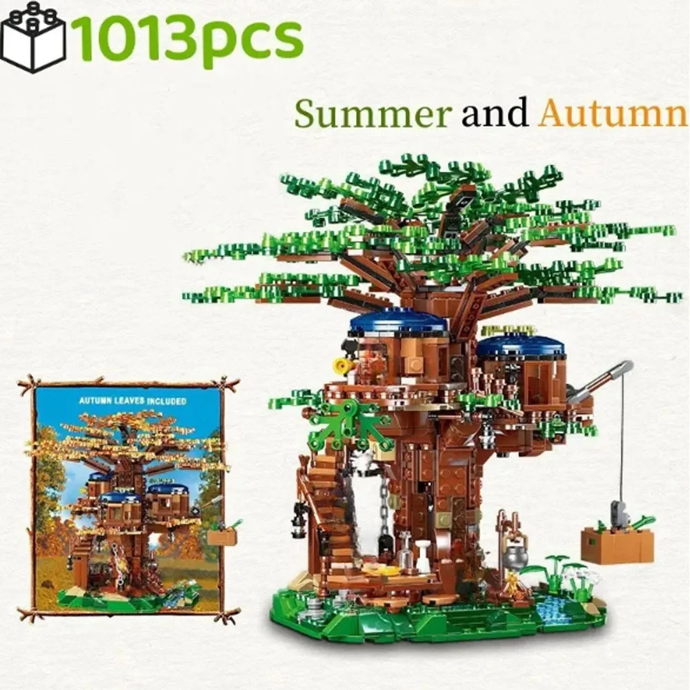 MOC Die Vier Jahreszeiten Baumhaus Stadtbausteine Baumhaus Familienbausteine Bausteine Festival Party Geschenk – Detail 3