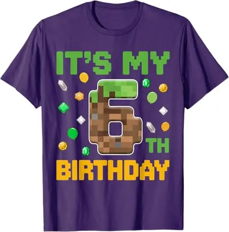 Geburtstags-Junge „It's My 6. Birthday Gamer Pixel Number Six“ T-Shirt Fashion Sons Nephew Enkel B-Day Geschenk Videospiel Spruch T-Shirt – Detail 8
