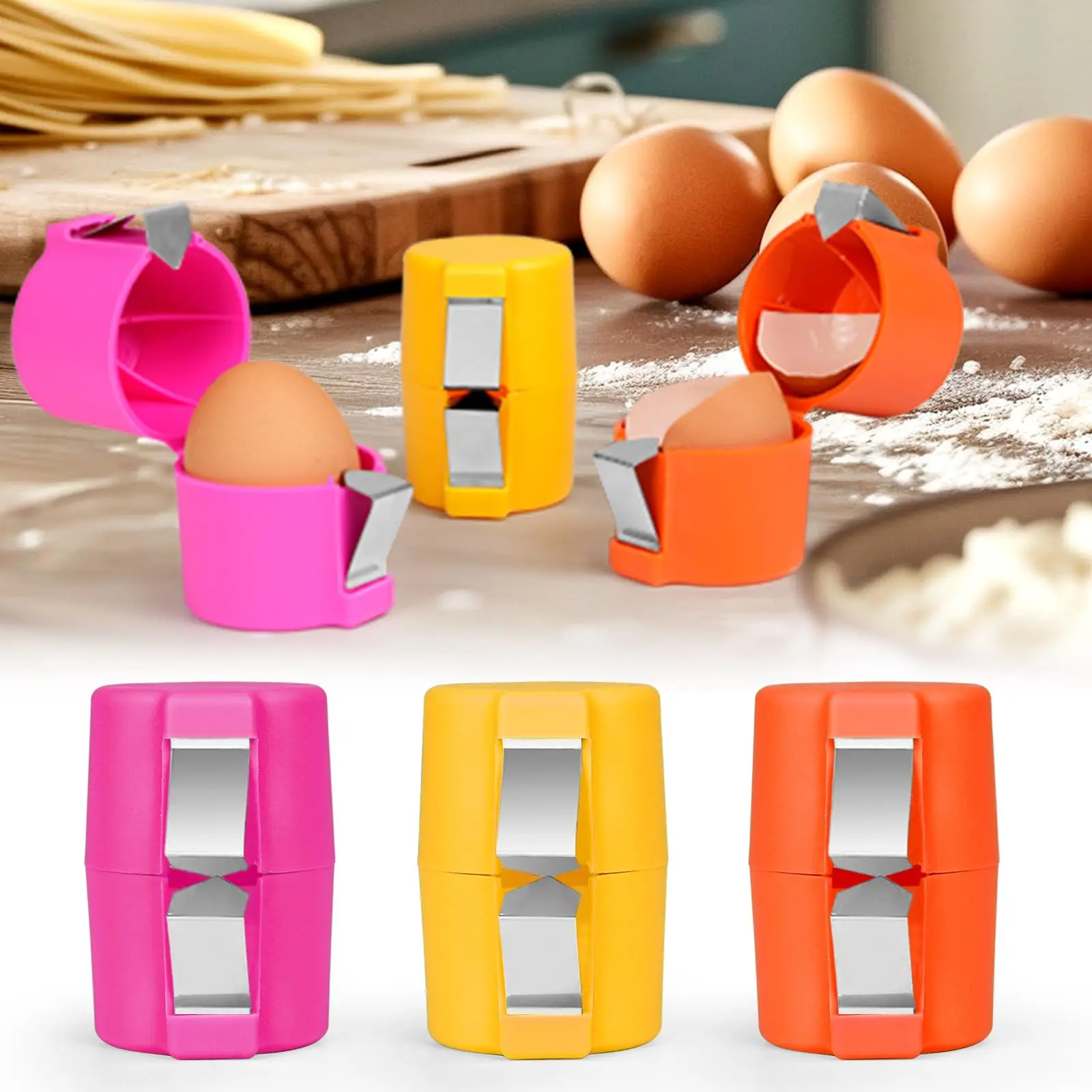 Egg Cracker Tool, Egg Shell Opener, 3 Pieces In 1 Set. Egg Topper Cutter Tool Egg Cracker Tool Egg Shell OpenerHard Boiled Egg P