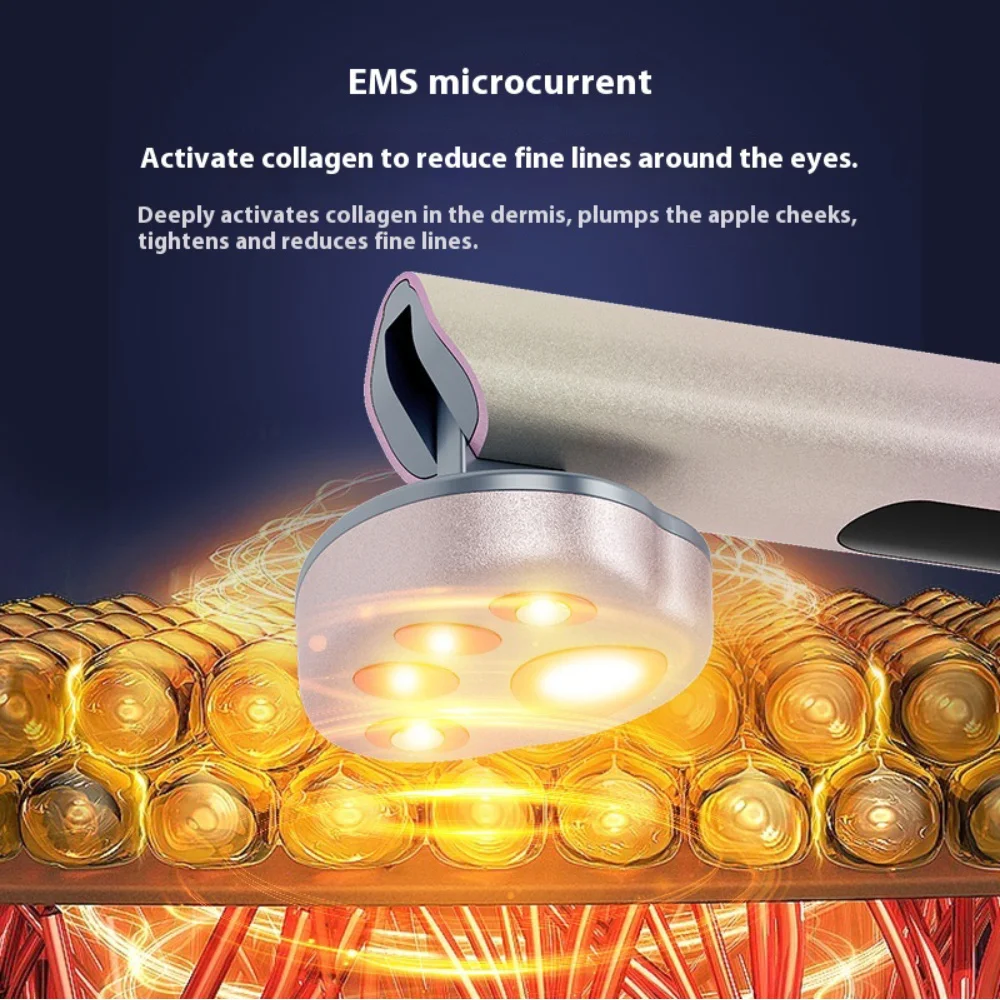 新型7色LEDアイマッサージャー、加熱＆振動機能付き、アンチエイジングアイケアデバイス、クマ除去＆まぶたのリフトアップに