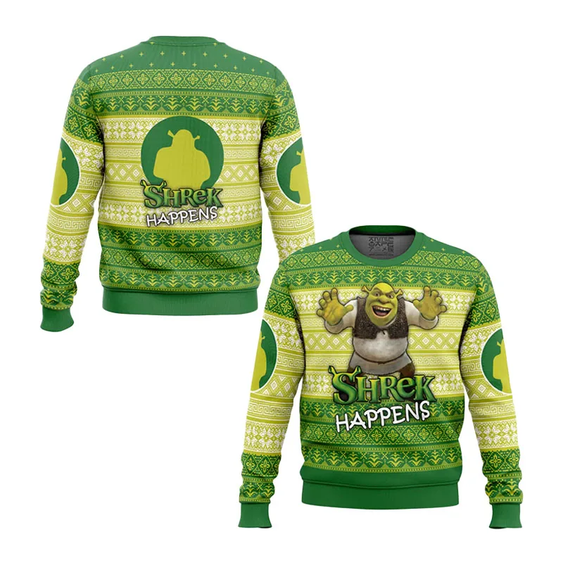 Shrek Happens Ugly Christmas Sweater Classic Fashion Trend Pattern Different Breathable Suitable For Christmas Movie Night
