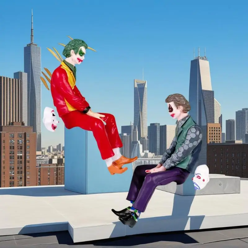 1 قطعة مهرج هيث ليدجر على غرار الجلوس دمية النحت 10 سنتيمتر ، سقف الزينة سيارة الشكل الذيل وسقف قلادة نموذج تحصيل لعبة