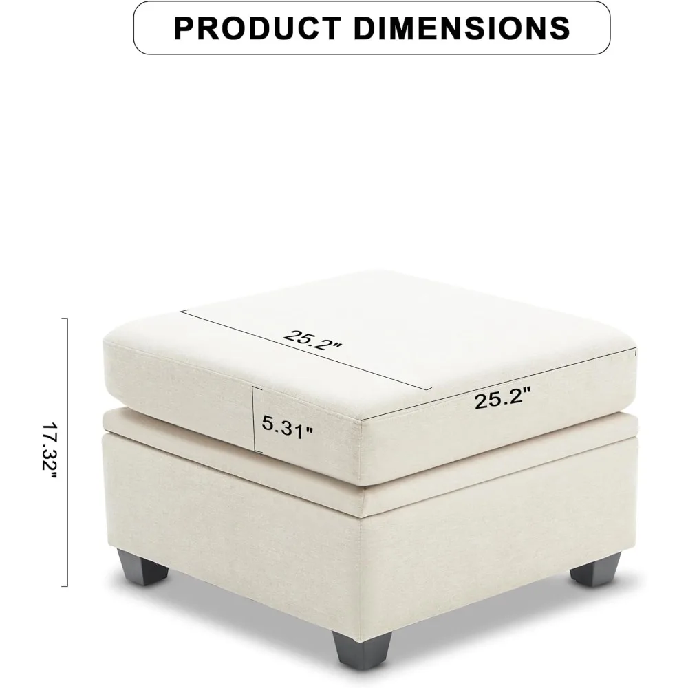 컨버터블 섹셔널 소파 수납 오토만, 베이지 모듈형 소파 시트 다용도 거실 가구