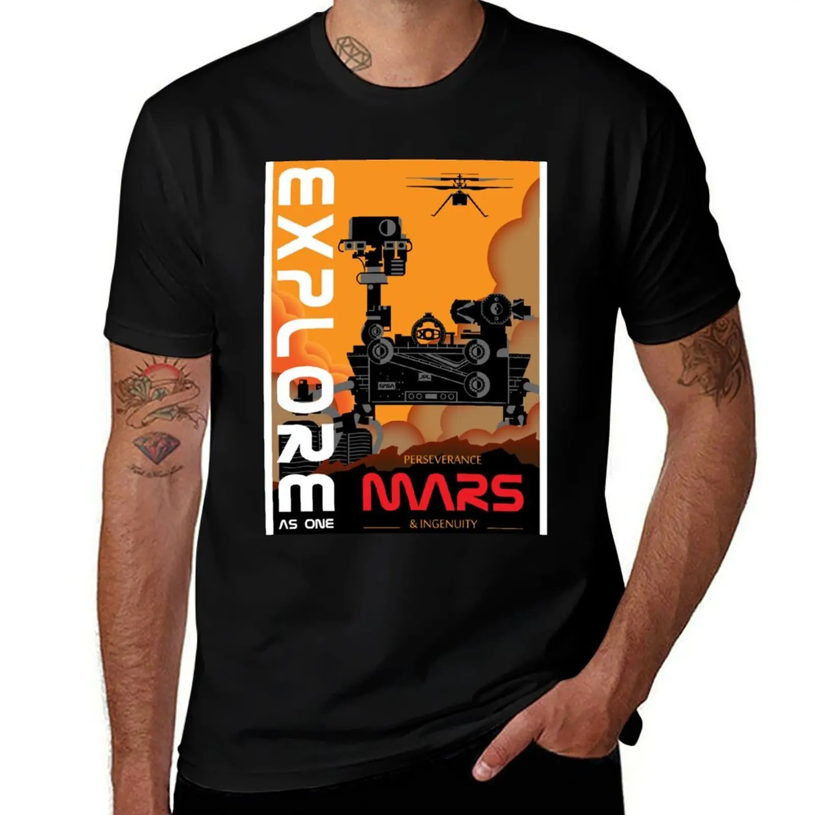 Explorez en tant qu'unité : T-shirt Utilitaire Décontracté pour le Travail - Perseverance & Ingenuity