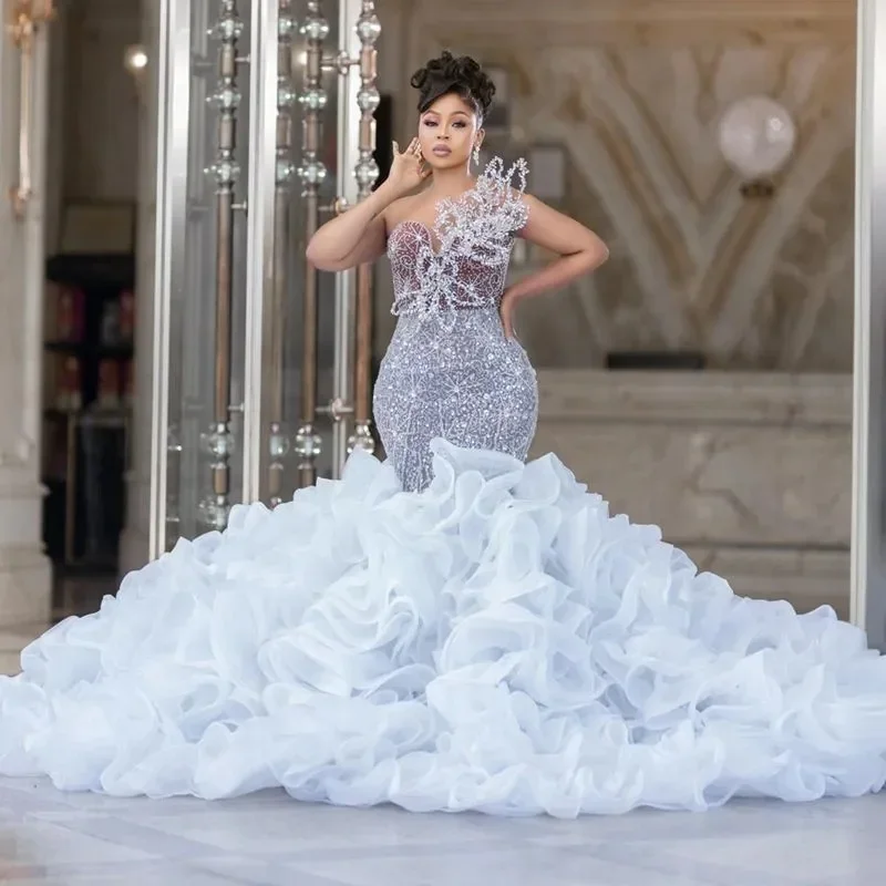 Customize Plus Size Wedding Dress Bridal Gowns For Bride Detachable Train Mermaid Sweetheart Appliqued Beaded Lace Gorgeous