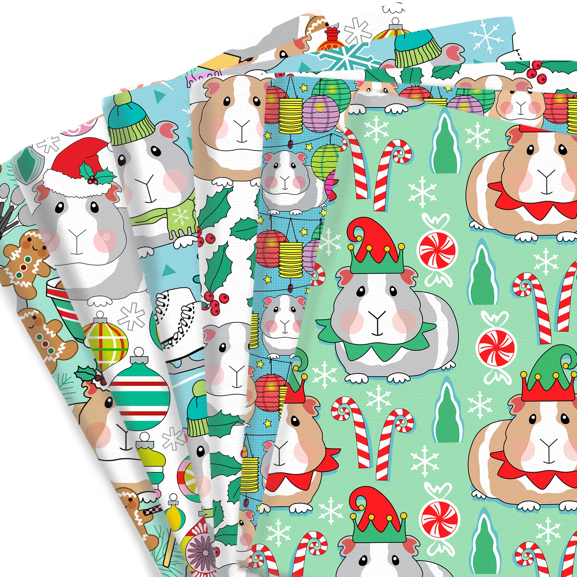 50*145cm Polyester Cotton Christmas Holiday Cartoon Guinea Pig Fabrics By The Meter Sewing Cloth Dress DIY Crafts Home Textile