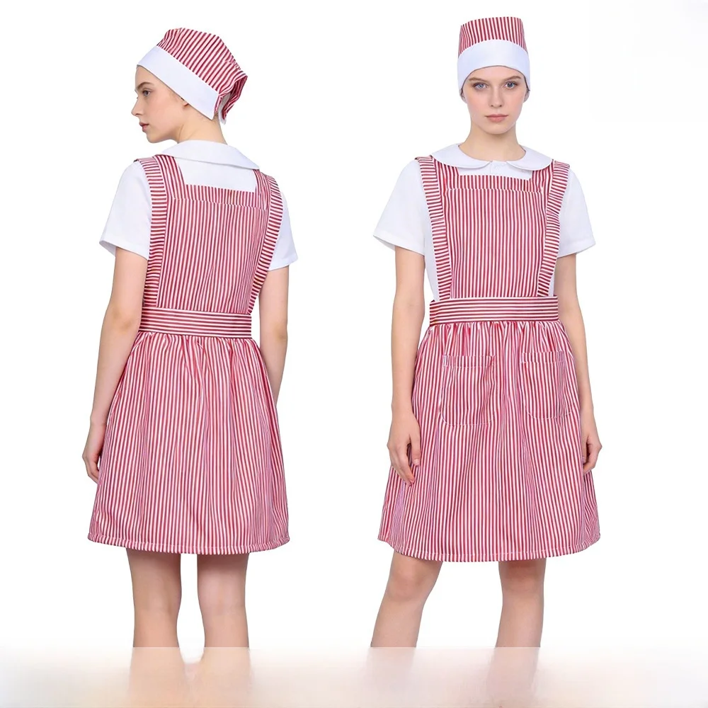 

Розовый полосатый костюм медсестры, комплект для Хэллоуина, наряд горничной, женская одежда для косплея, китайское производство, весенний сезон