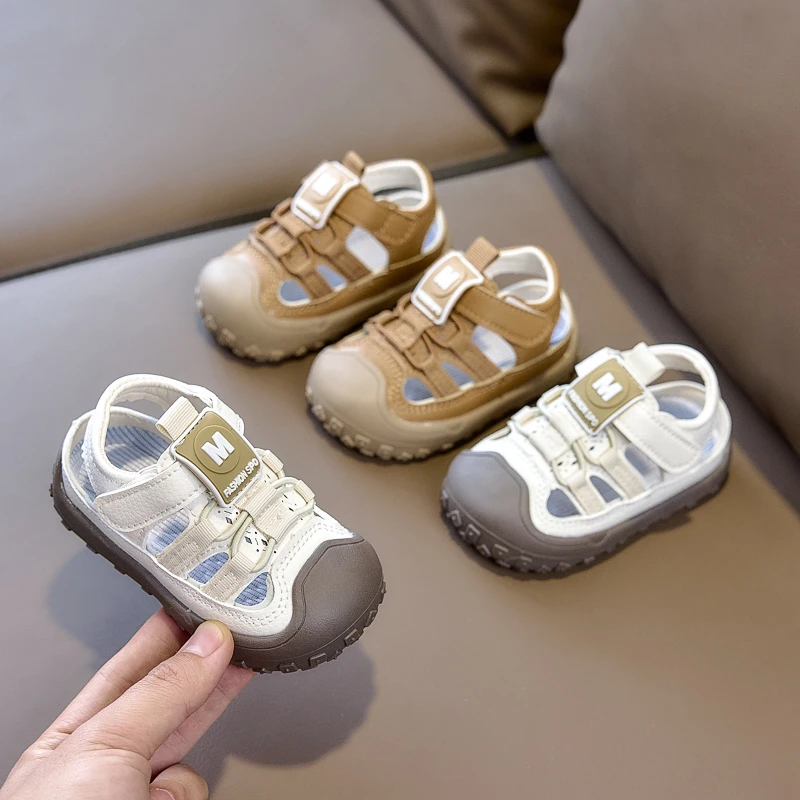 Kids Sports Sandals Toes Capped Soft Sole Baby Walking Shoes Non-slip Hook&loop 2026 Brand New Children Casual Shoes Comfortable