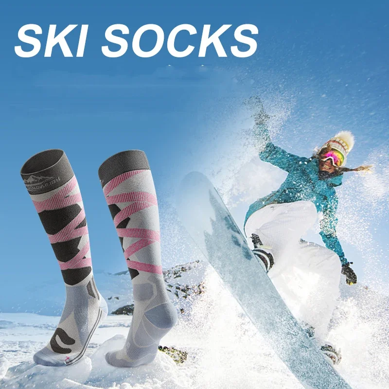 2025 New Patchwork Winter Sports Snow Warm Skiing Socks Cold Prevention Elastic Force Skiing Sock Polyester Women Men Cold Socks