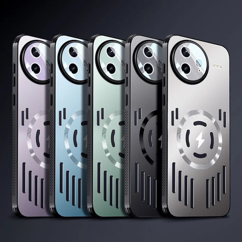 Hohle Metall-Rückseite Magnetische Hülle für POCO F8 F7 Ultra F8 F7 Pro Abdeckung Kühlende Wärmeschutz-Kamera-Schutzhülle für Magsafe Shell Fundas