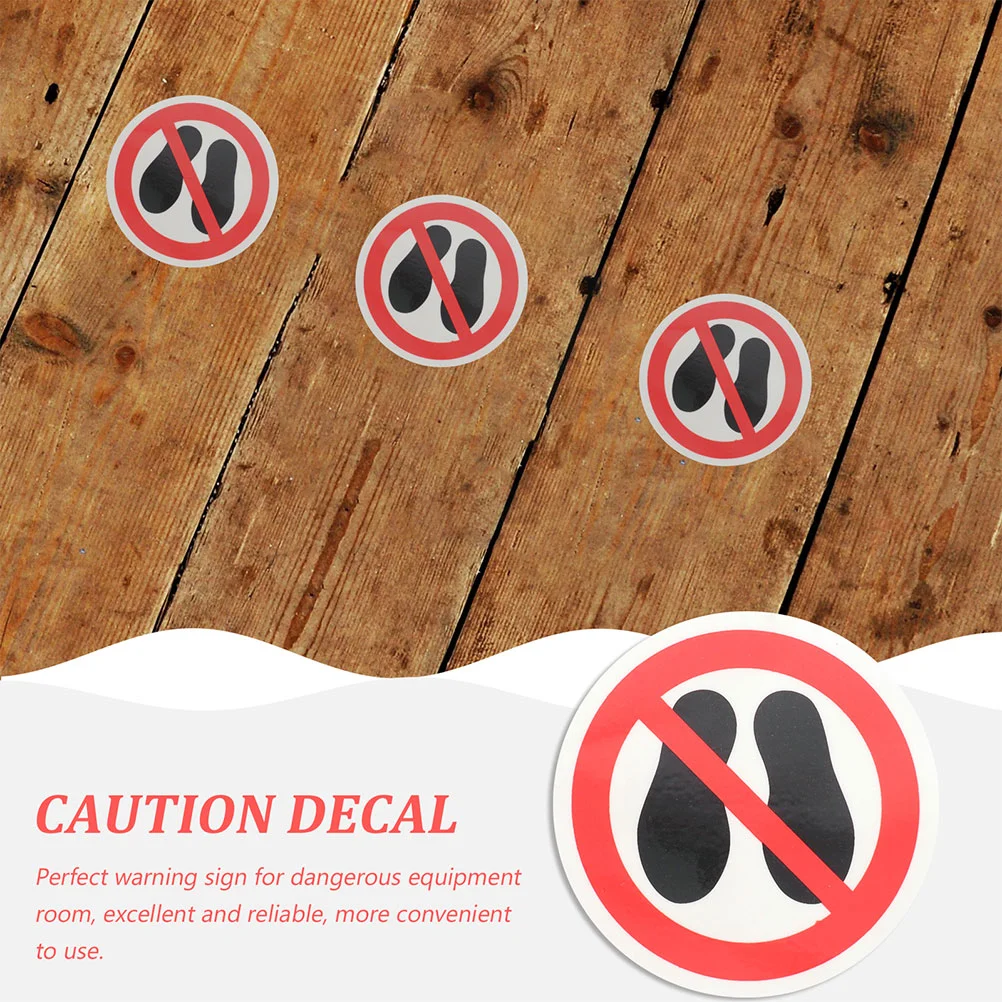 3 Pcs Do Not Step on Stickers Round Warning Sign Safety Caution Danger Decal Circle Signs