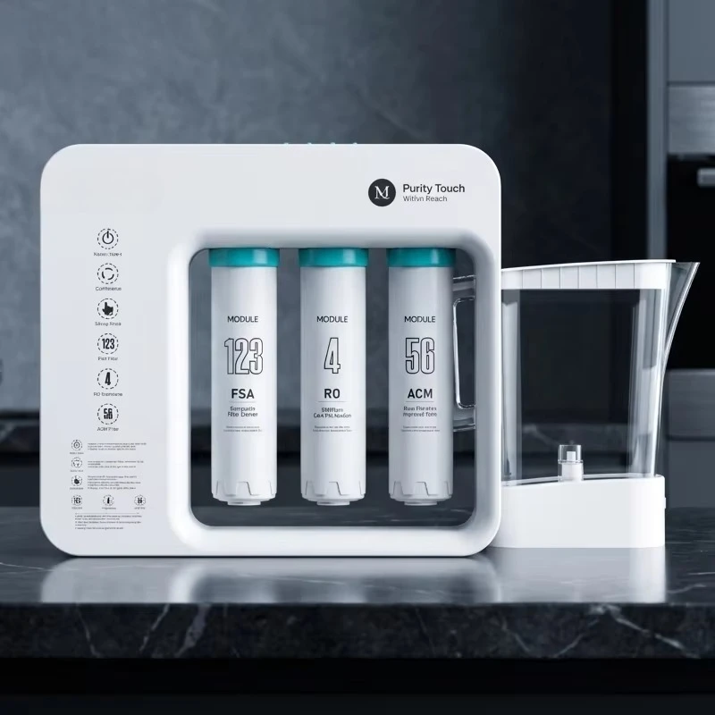 

No Faucet Auto-Fill Pitcher RO Water Purifier 100GPD Compact System