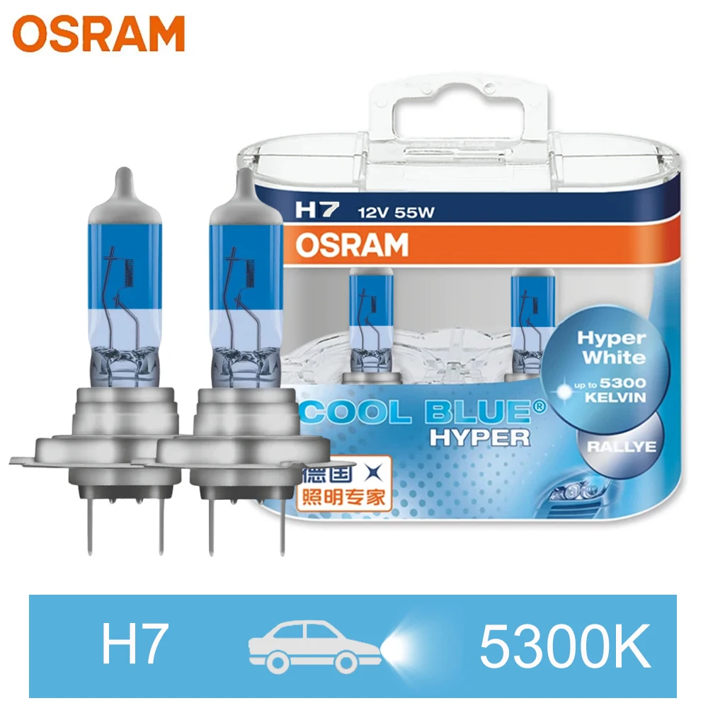 OSRAM H7 12 В 55 Вт Холодный синий гипергалогенный автомобильный свет фары 5300 К Белая оригинальная лампа 62210CBH (1 пара)