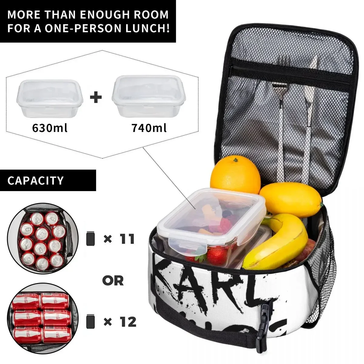 Karl Who Insulated Lunch Bags Resuable Picnic Bags Thermal Cooler Lunch Box Lunch Tote for Woman Work Kids School