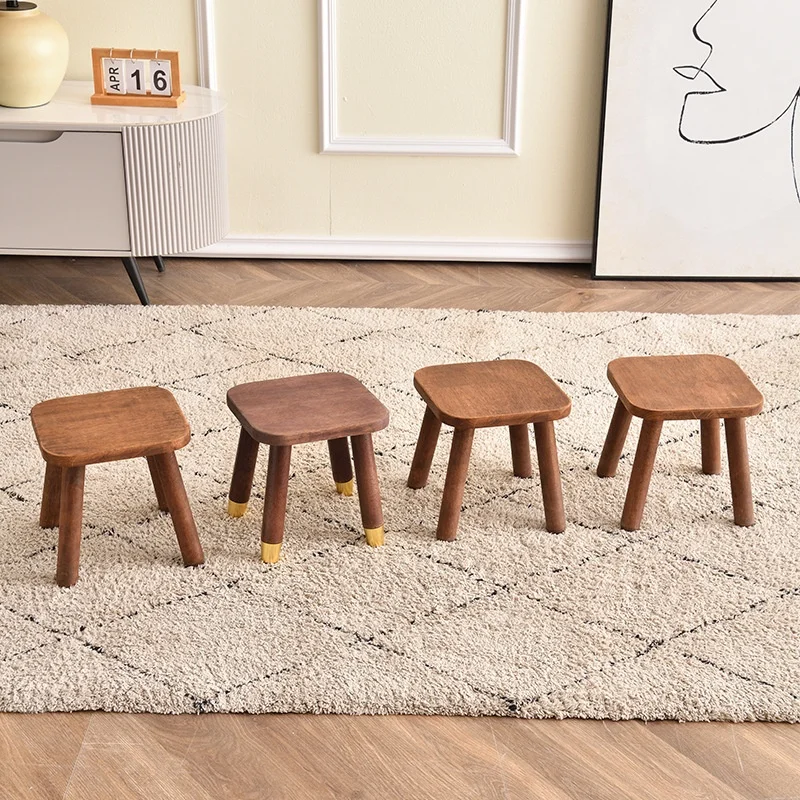 #Solid Oak Small Square Wooden Stool Modern Design Multifunctional Home Use Bench Low Stool Children's Friendly Disassembly