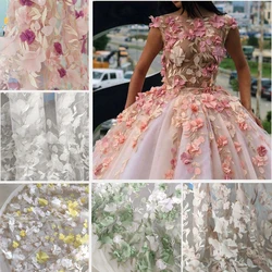 1yard price Chiffon Flower Skirt Dress Wedding Dress Fabric 3D Color Mesh Embroidered Lace Skirt Accessories