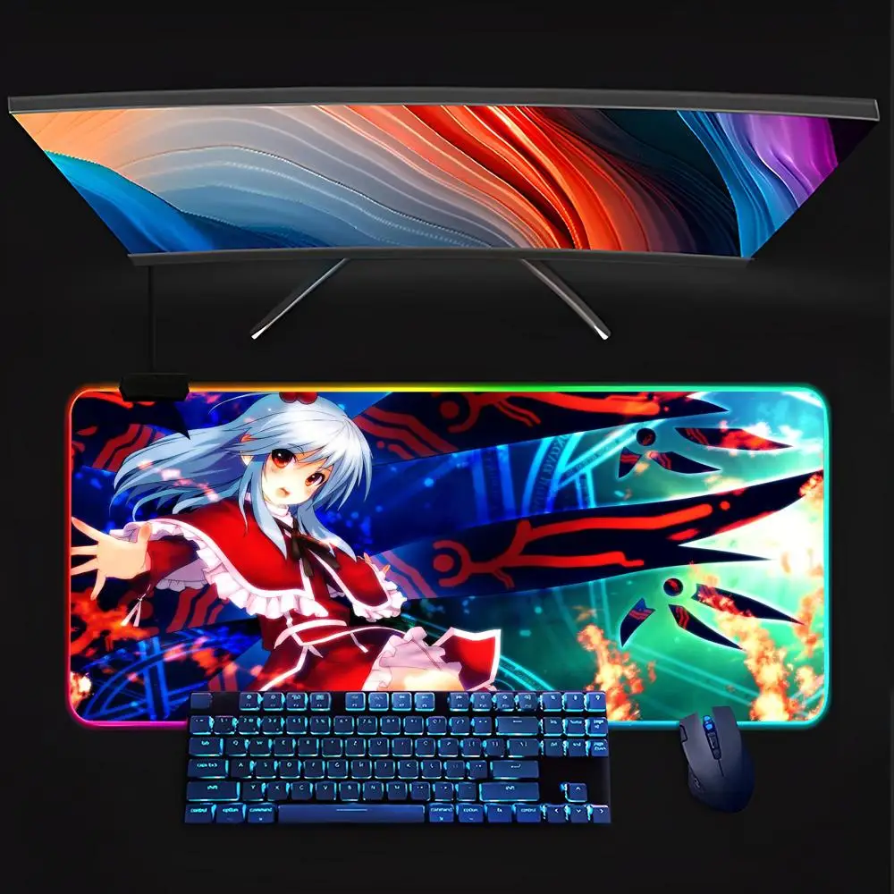 Touhou  Mouse Pad Keyboard LED RGB Pc Gamer Glowing Rubber mause pad  Cute Cartoon Gaming Computer csgo lol pubg