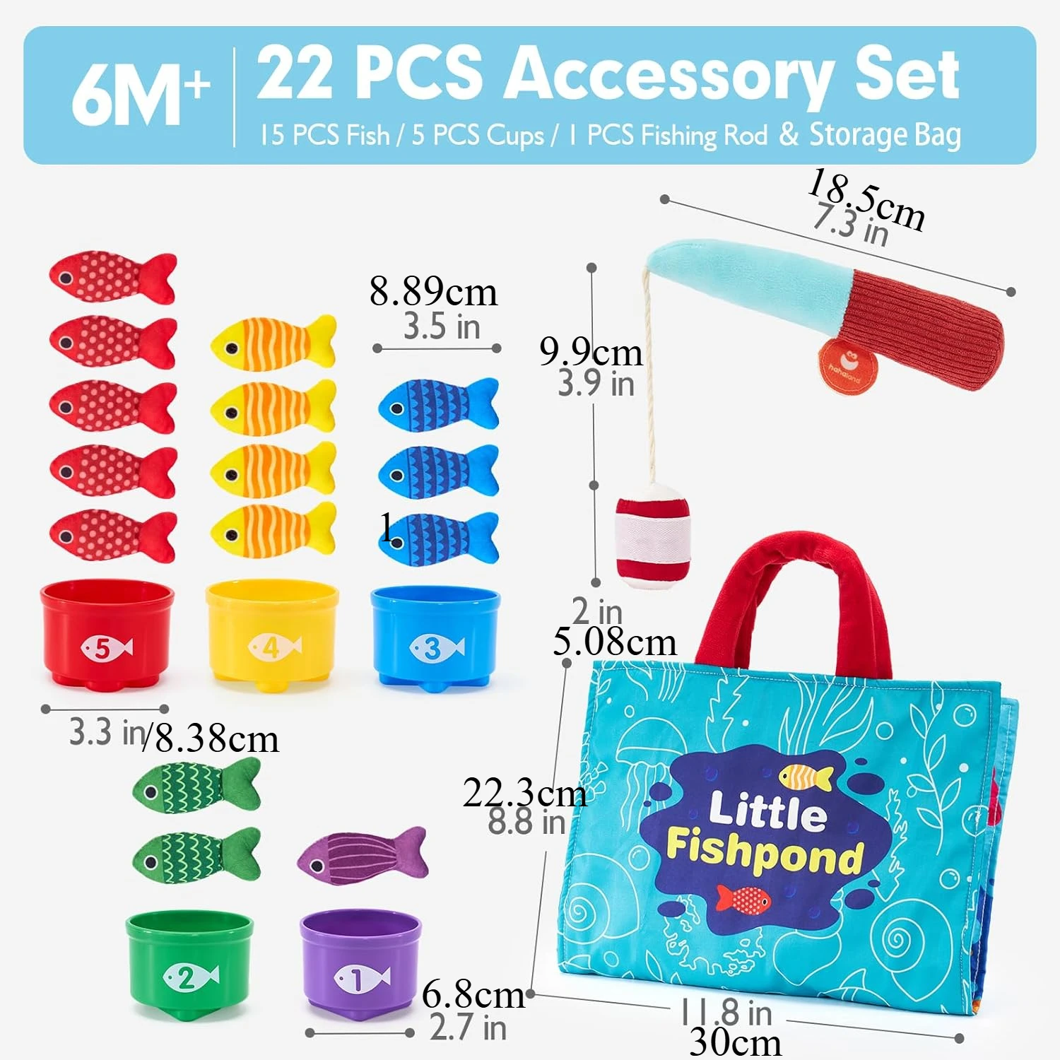 Cloth Fishing Game Set Toddler Toys Montessori Toys for Boy Girl Birthday Gift Stacking Cups Number Color Shape Learning Toy Kid