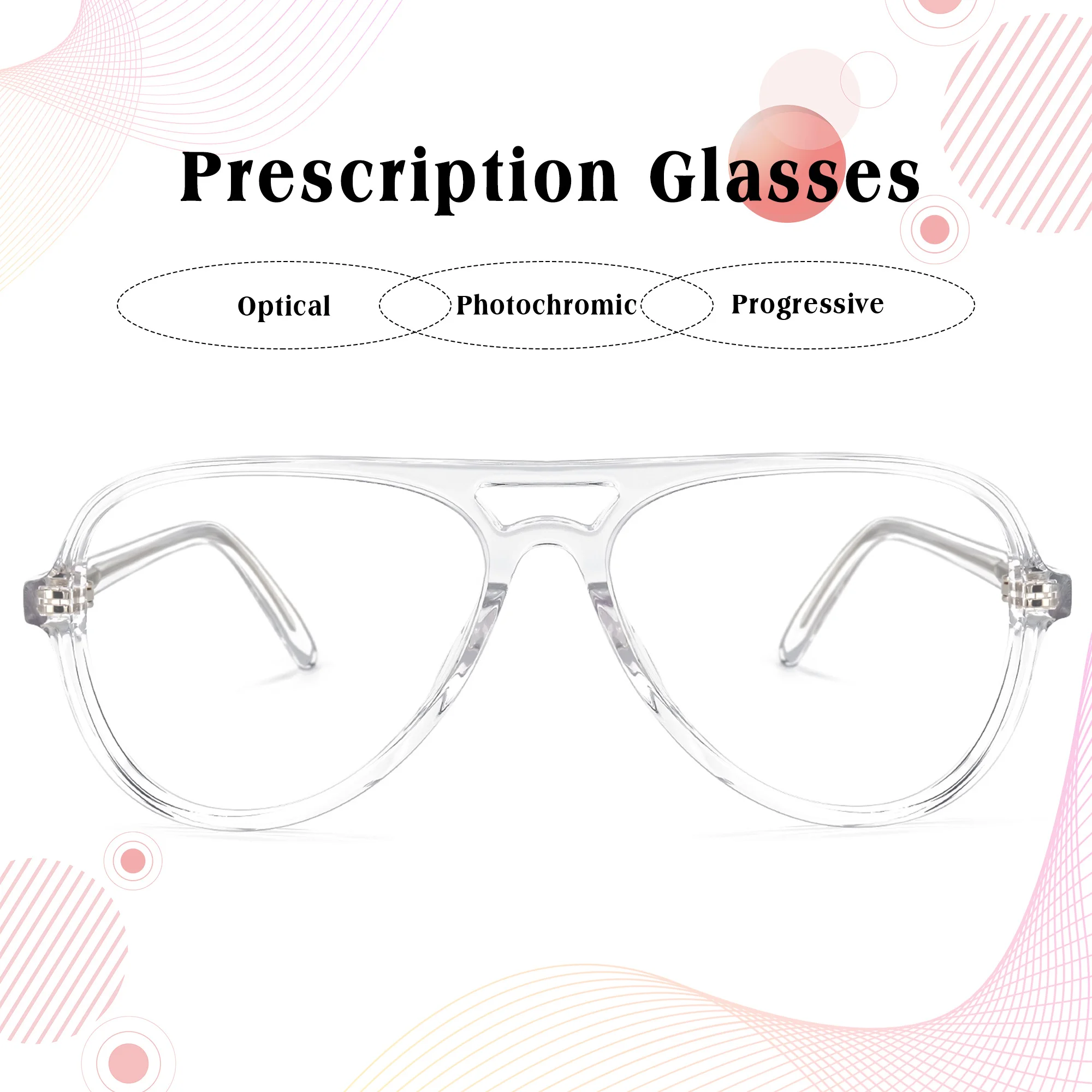 

Zeelool Crystal TR90 Prescription Blue Light Blocking Glasses Photochromic Optical Progressive Eyewear for Women Men ZOT02084-R