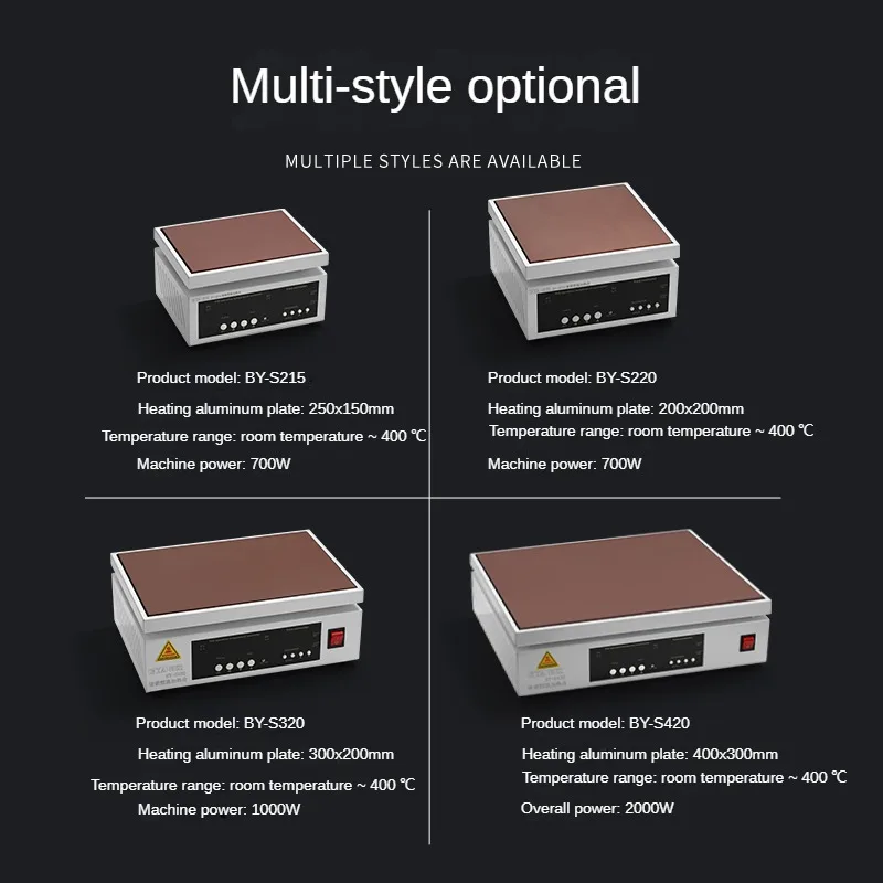 S105 alat penghangat suhu konstan, stasiun pemanasan Mini 100x50mm dengan pengaturan waktu 180W 400 ℃ Platform pemanas