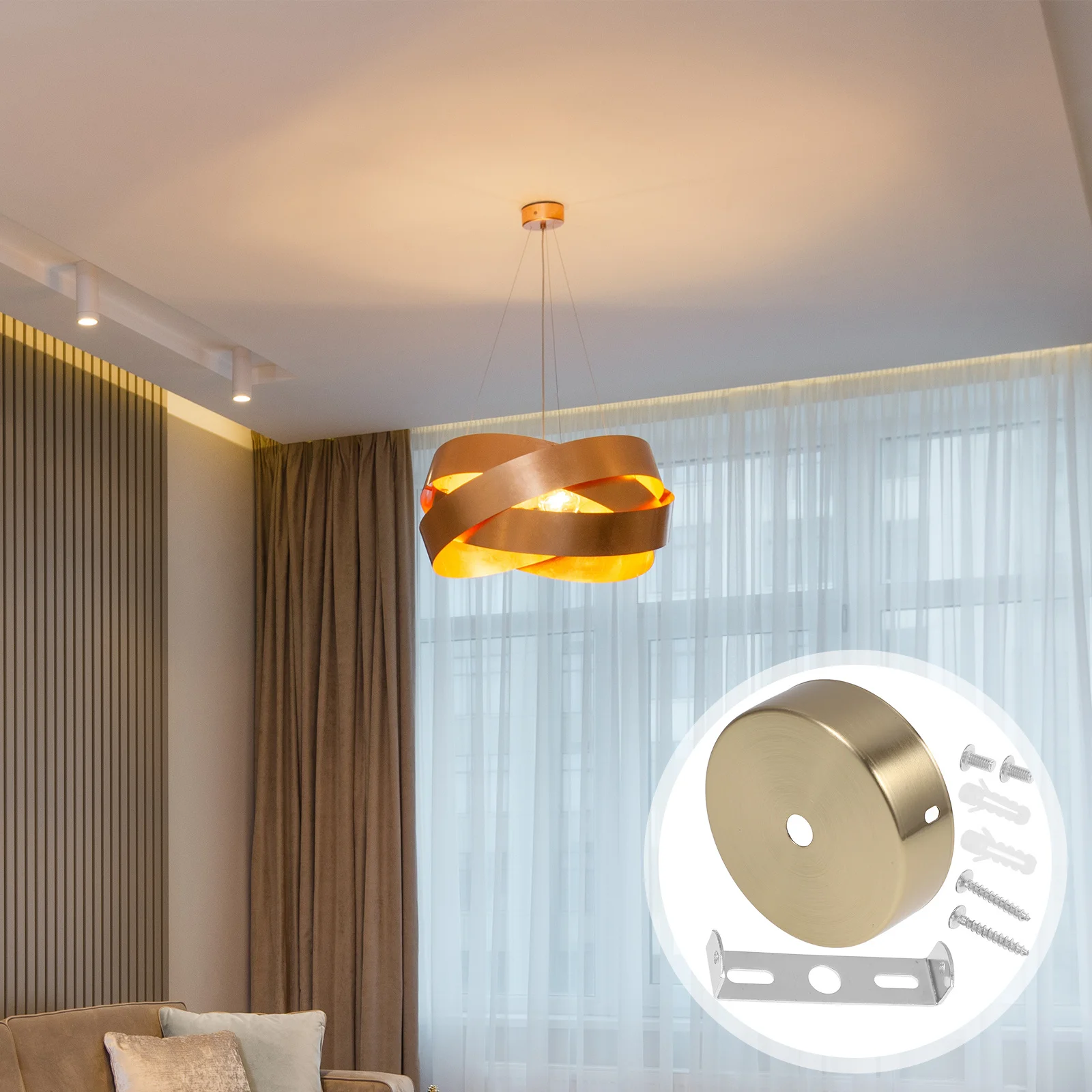 

1Set Table Lamp Base Iron Round Metal Desk Light Holder DIY Replacement Base for Bedroom Living Room Office Night Lamp