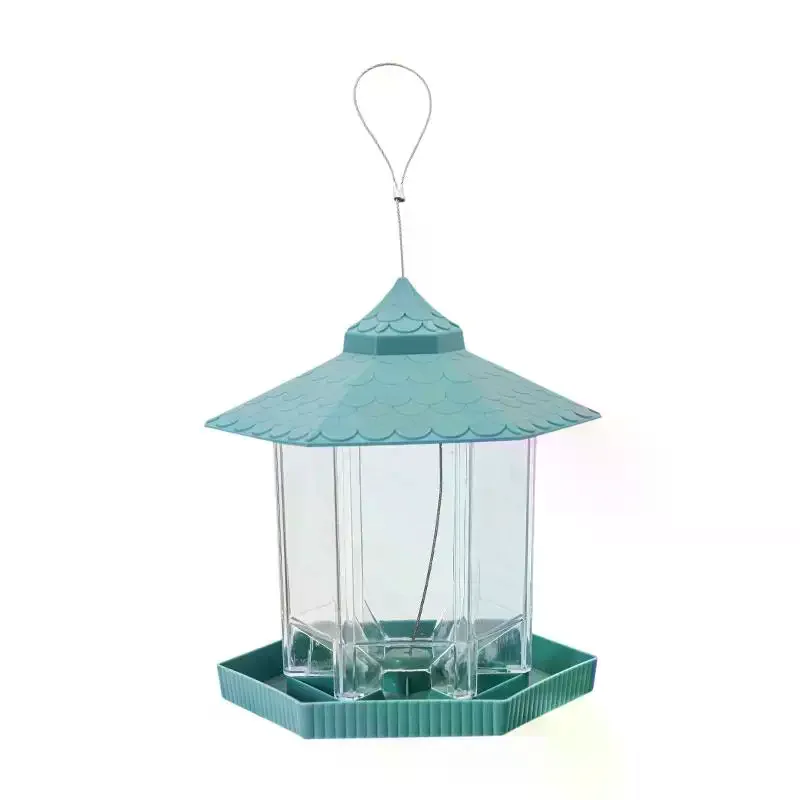 /TPz/Garden Gazebo Hanging  Bird Feeder Outdoor Container With Hang Rope Pet Birds Feeding House Type Bird Feeder Waterproof view 3