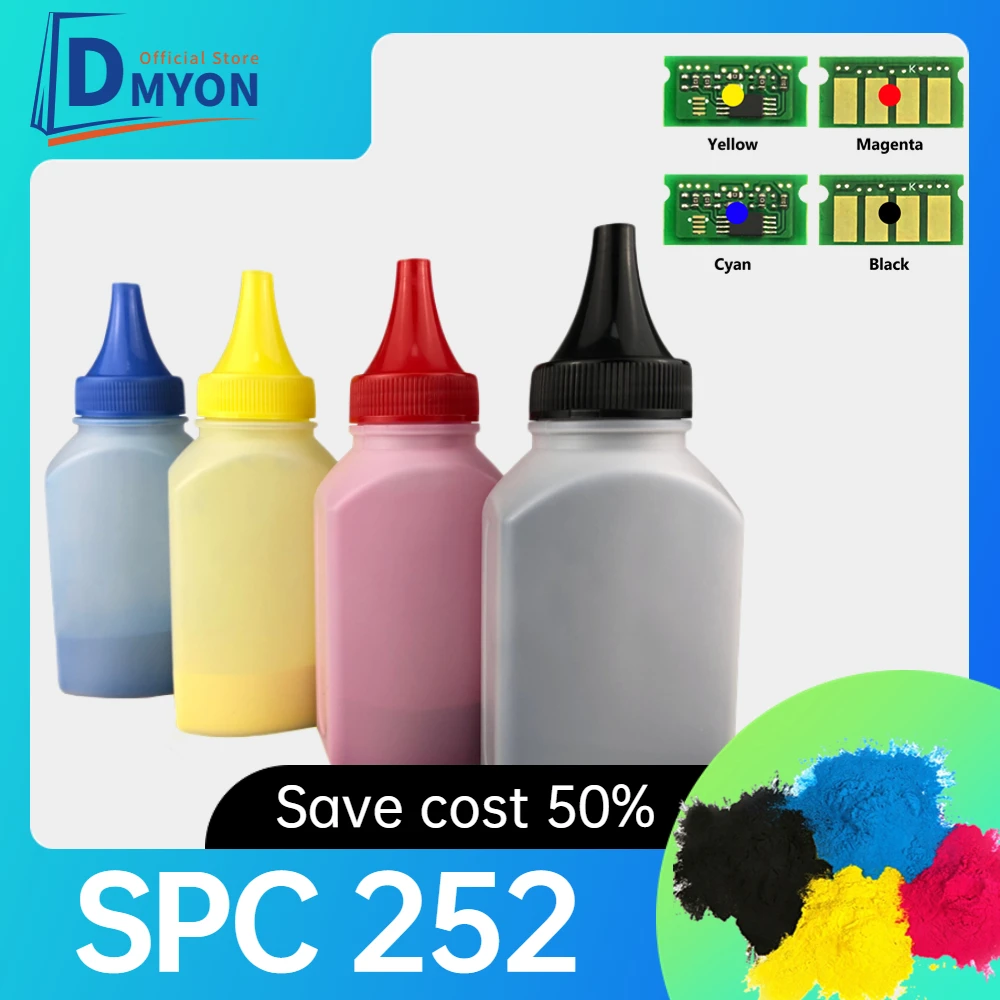 1Set chip + 1Set toner powder  Compatible For Ricoh Aficio SP C252DN C252F C262DNw C262SFW SPC252 SPC262