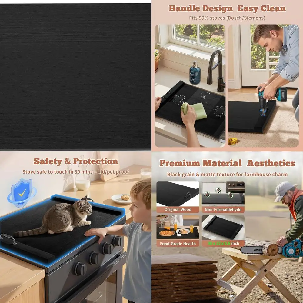 

Деревянная крышка для плиты 30x22 дюймов, доска для лапши с ручками, разделочная доска для автофургона для кухонной стойки