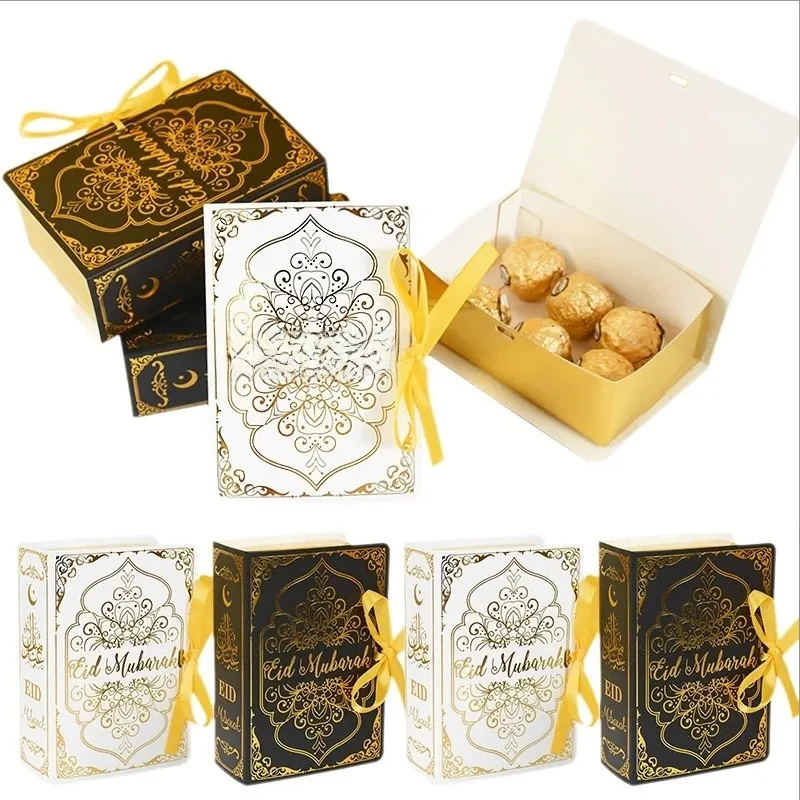

100pcs Middle Eastern Moon Stars Wedding Candy Box Gift Box Gold Book Candy Box Festival Party Decoration