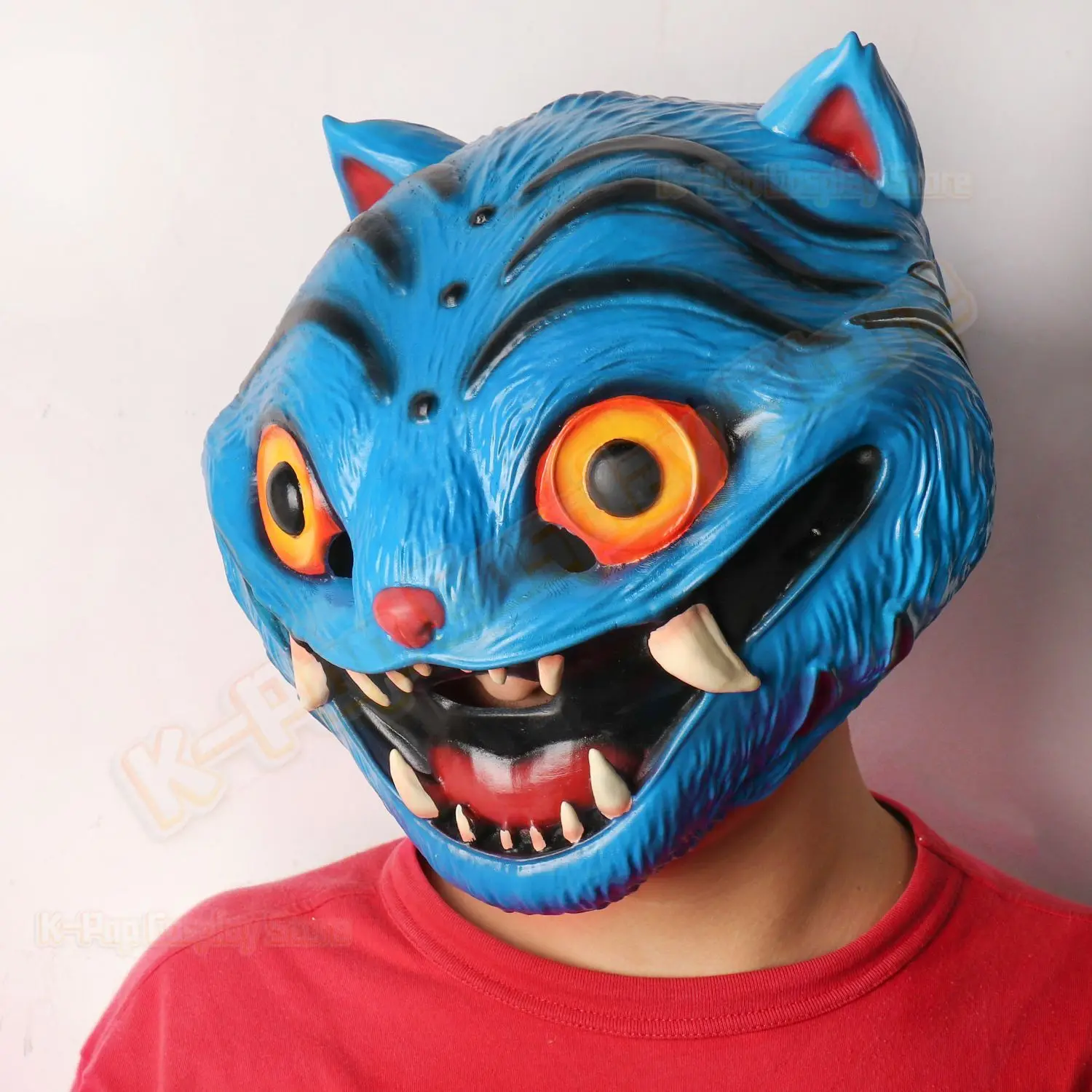 KPop Dem on Hunters Blue Tiger Halloween Latex Mask KPOP Girl Group Demon Hunter Headgear Cosplay Prop for Events Costume Party
