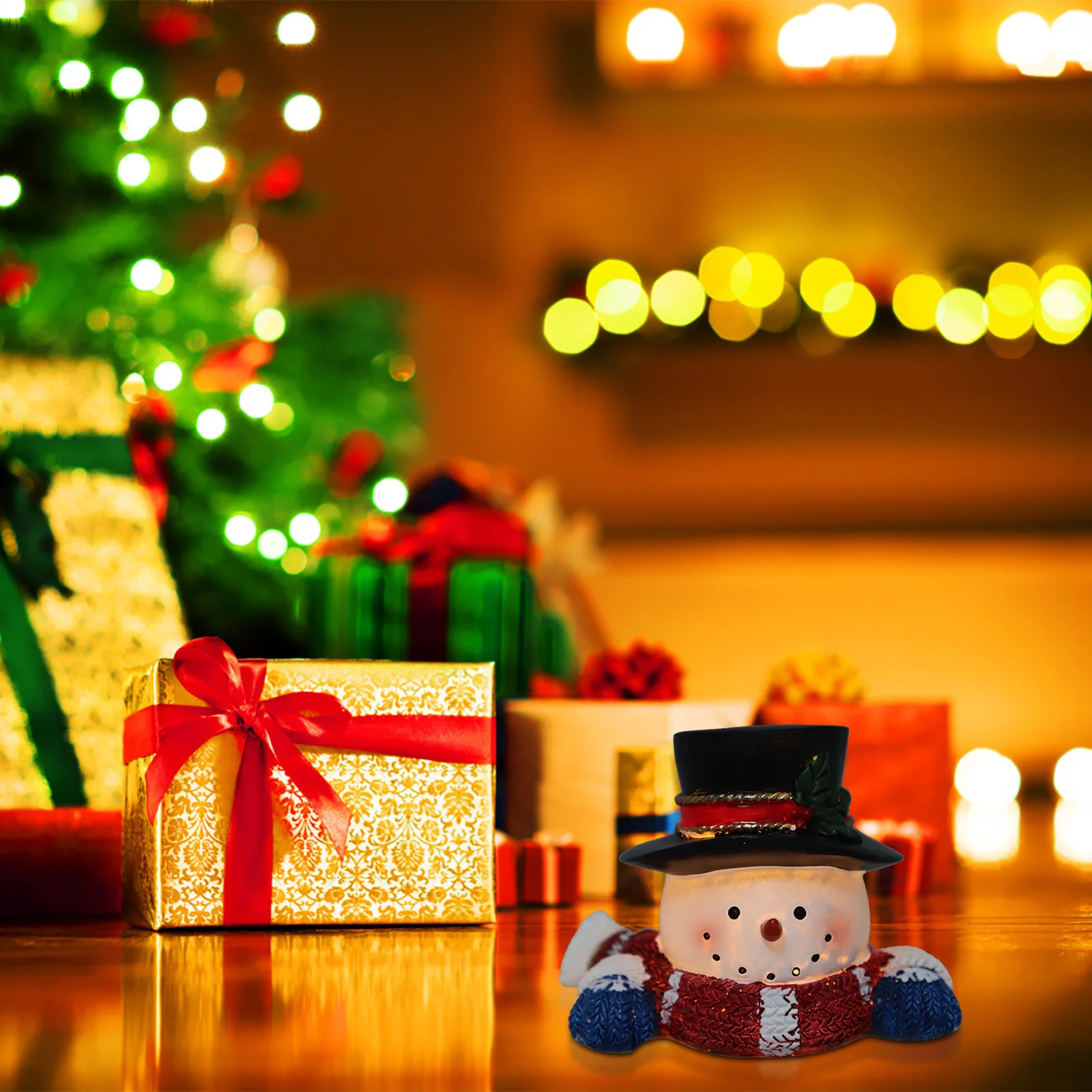 

Small Christmas Resin Snowman Bust Sculpture Cute Winter Decoration Xmas Party Favor Table Ornament Resin Snowman