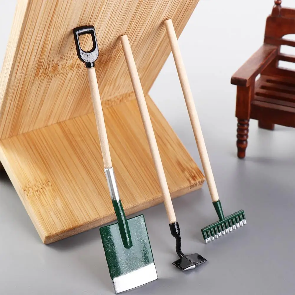 Decorazione Accessori da giardino fatato Strumenti agricoli Pala Zappa e forcone Casa delle bambole Strumenti agricoli in miniatura Pala di simulazione