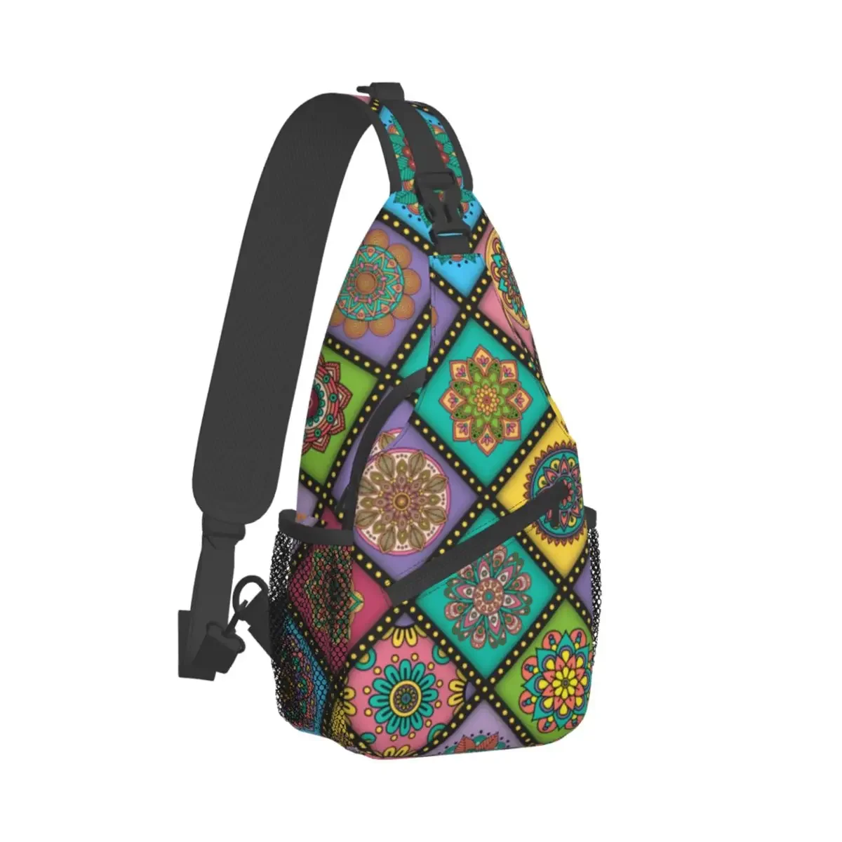 

Mandala Design Shoulder Bags Abstract Flower Print Cute Chest Bag Men Phone Travel Sling Bag Running Graphic Small Bags