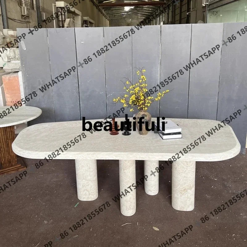 ZJdining table retro creative design long dining table high-end light luxury atmosphere multi-person dining table
