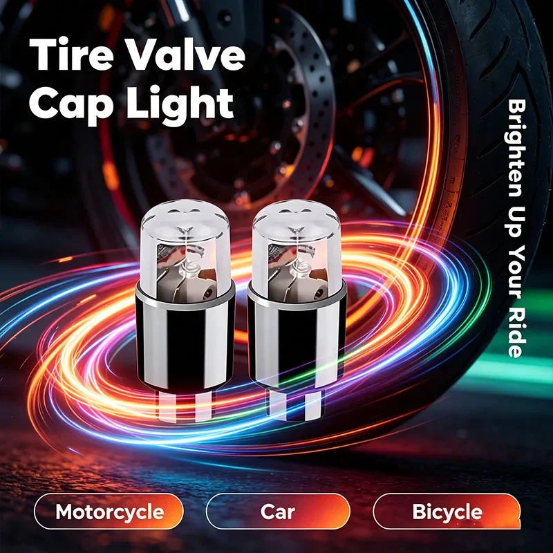 2/4/8Pcs Tire Valve Cap Lights Colorful LED Wheel Light For Car Air Valve Caps Neon Light for Motorcycles Bicycles Auto