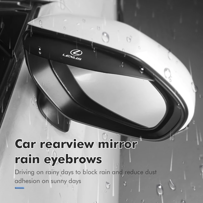 2pc Car Rearview Mirror Rain Eyebrow Visor Sticker Auto Interior For Lexus UX250h RX450h CT200h RX400h NX300h RX350 RX300 GX470