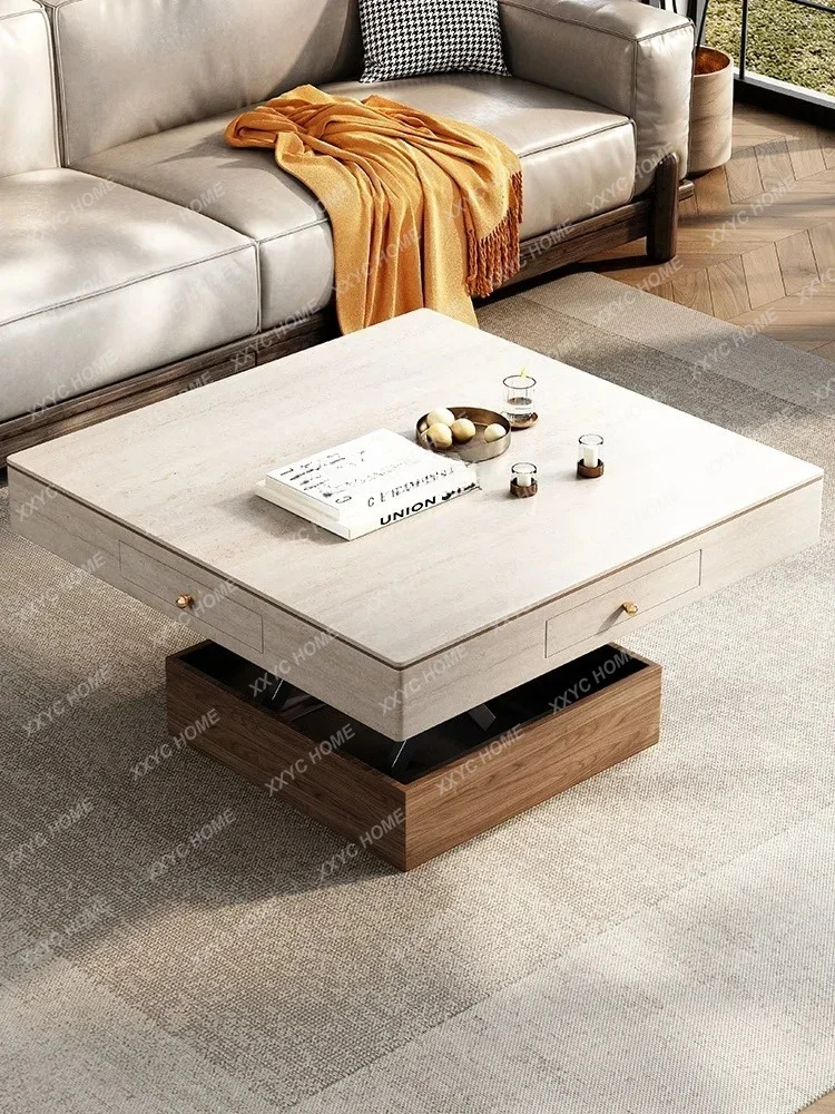 Mahjong table, coffee table, dining table integrated dual-purpose household liftable multi-function