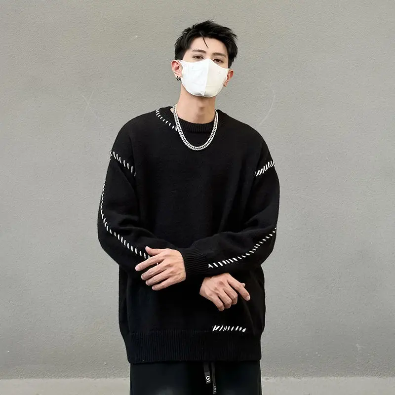 

New Arrival Men's round Ne Knitwear Casual Trendy Design Casual Loose Fit Long Sve Nylon Youthful Energy Sle MY