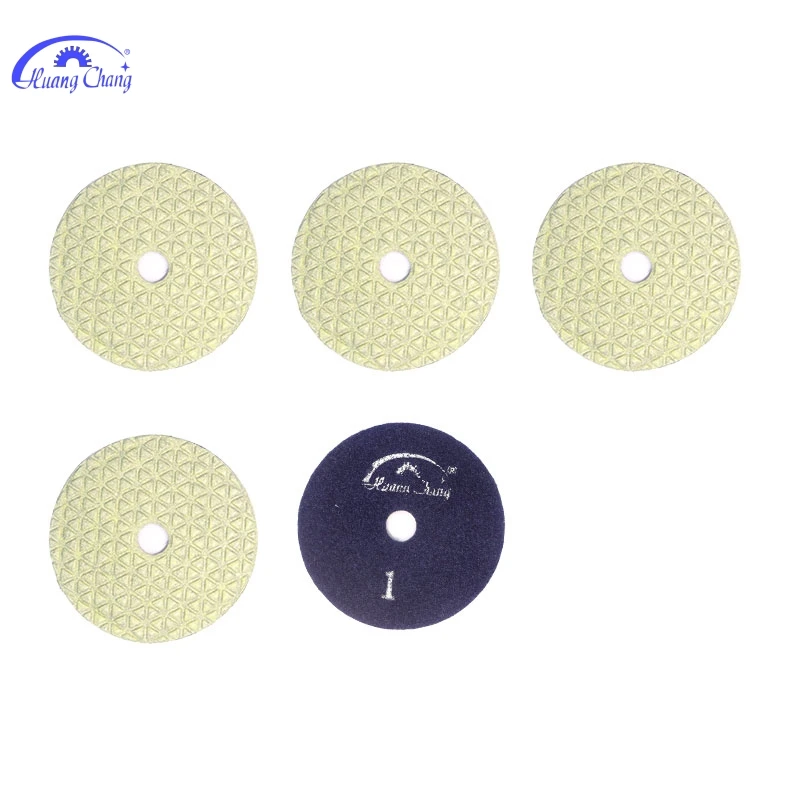 

HuangChang 5pcs 100mm Polishing Pads #1-#5 Dry Diamond Grinding Pads For Granite Quartz Stone Marble Polishing Grinding 4 Inch