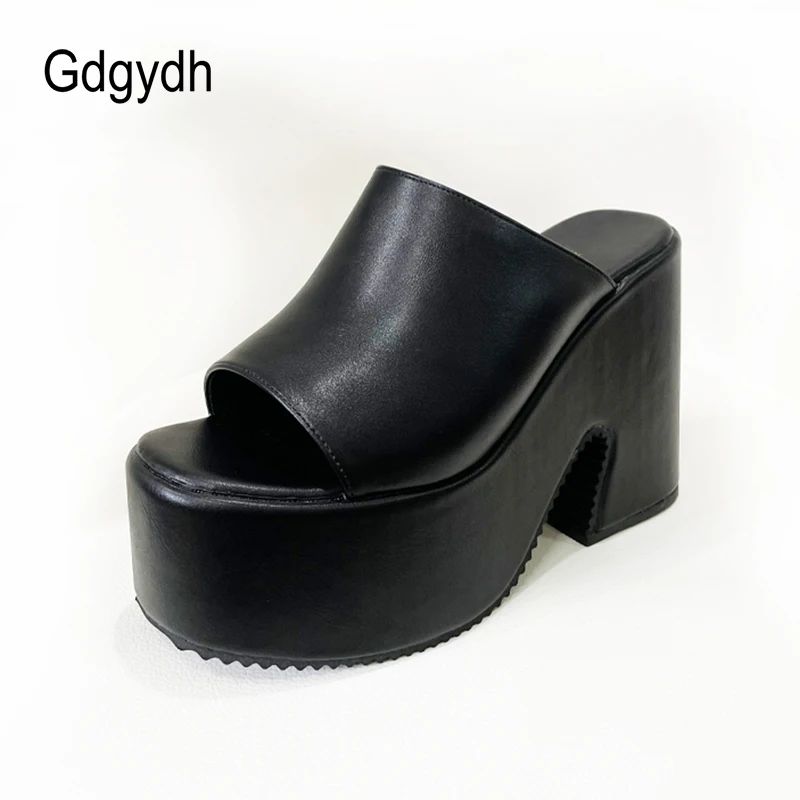 Gdgydh Summer Womens Sandals Platform Wedge Heel Slip On Slingback Black Wthie Heeled Sandals Mules Peep Toe Breathable Big Size